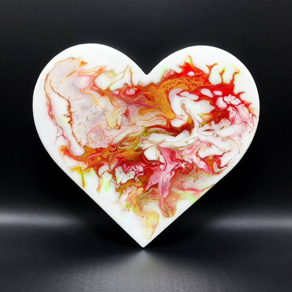 NWOT Abstract Heart, Fluid Art Heart Plaque